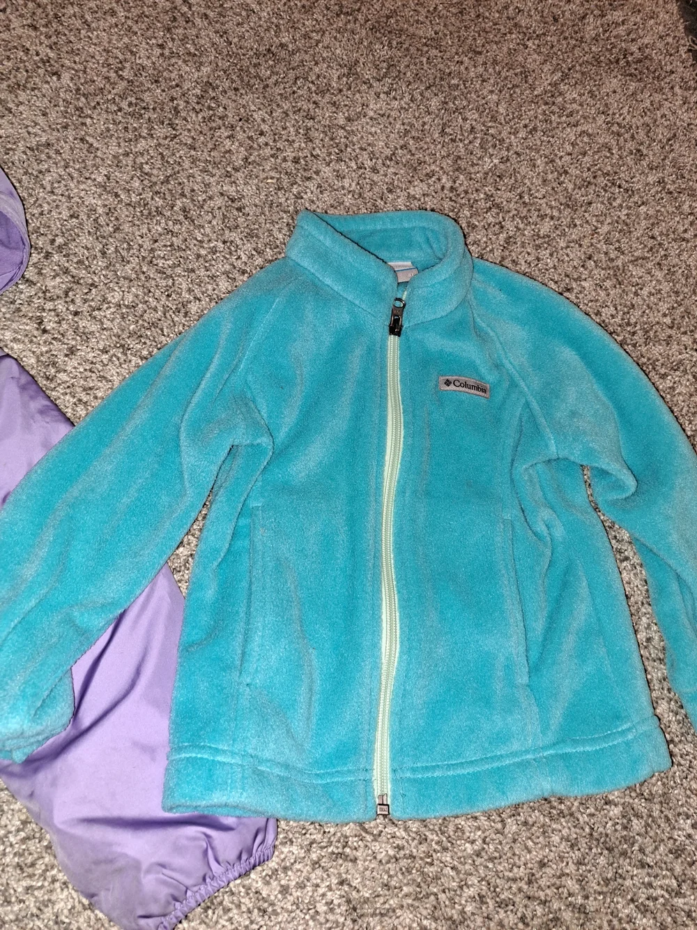 Columbia Girls' Purple Hooded Jacket And Blue Fleece